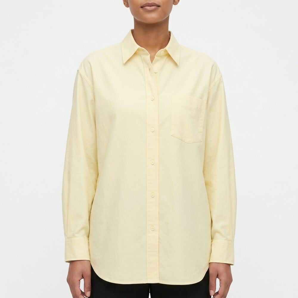 Uniqlo Yellow Button-Up Shirt Women Size M